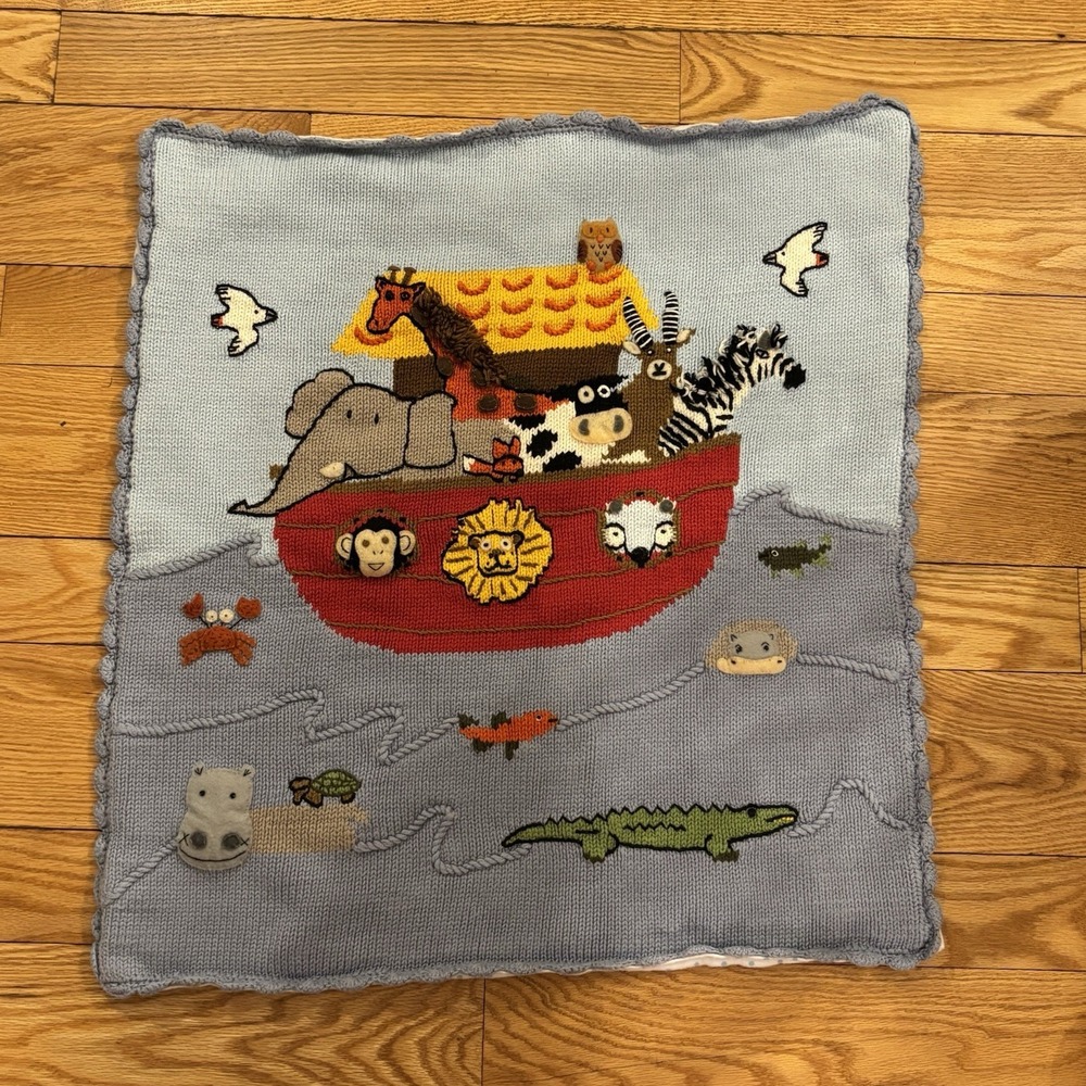 Noahs Ark Baby Animal Blanket by Art Walk Soft Knit Polka Dots Retail Price $125